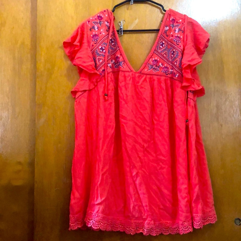 Peach summer blouse 2x.